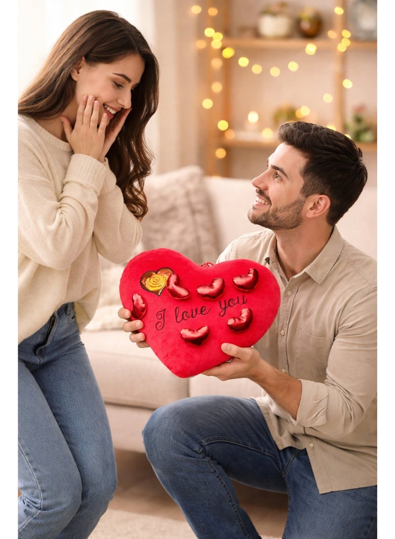Heart Shaped Plush Soft Toy Pillow 40cm – Red “I Love You” Love Cushion, Romantic Gift for Girlfriend, Wife & Kids, Anniversary, Birthday & Bedroom Home Décor - Image 3
